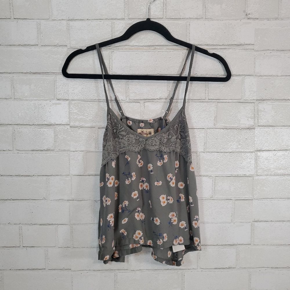 Hollister gray floral tank top